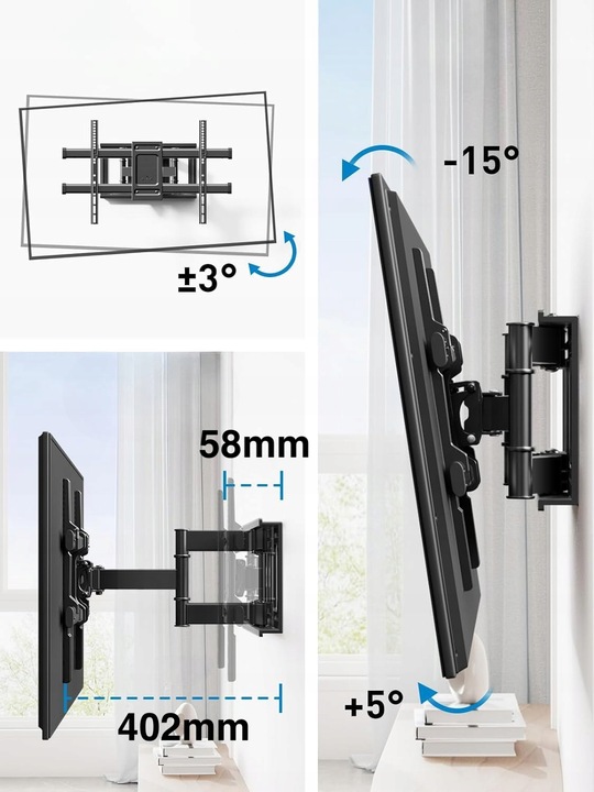 Extra Mocny Obrotowy Uchwyt do Telewizora Wieszak TV 32-90 cali Uniwersalny