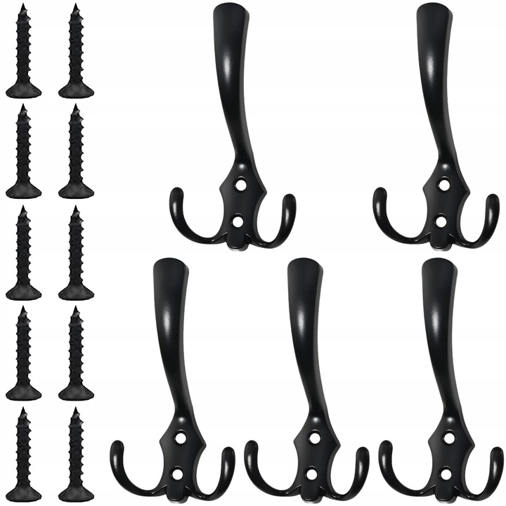 5 x Wieszak Meblowy na Ubrania Ścienny 15 Haczyków