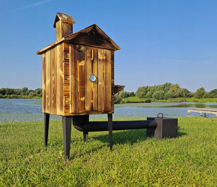 WĘDZARNIA DREWNIANA DOMOWA OGRODOWA WĘDZARNIK PALENISKO RURY GOTOWY ZESTAW