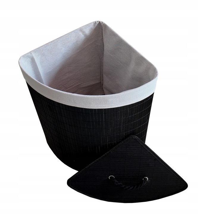 KOSZ BAMBUSOWY NA PRANIE BIELIZNĘ Z POKRYWĄ NAROŻNY POJEMNIK DUŻY 60L