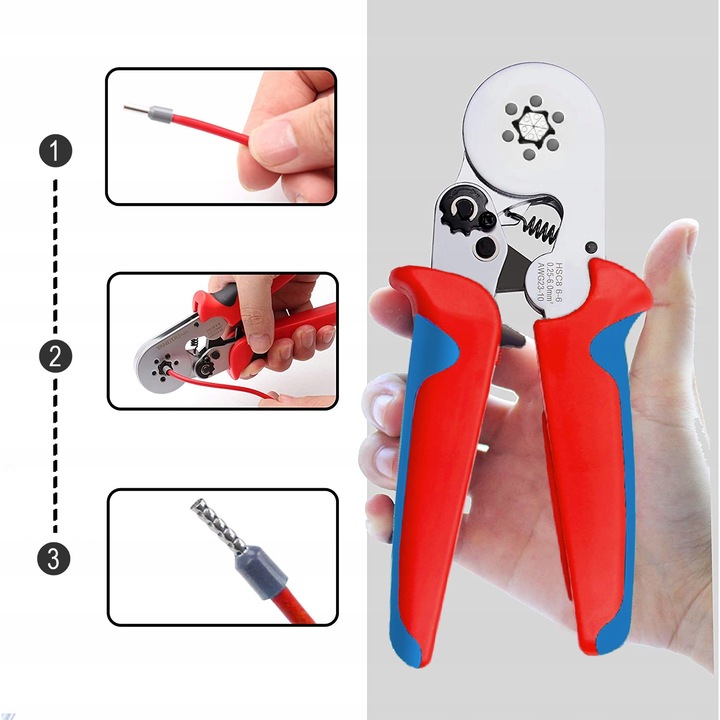 ZACISKARKA PRASKA do tulejek kablowych SZEŚCIOKĄTNA kabli konektorów