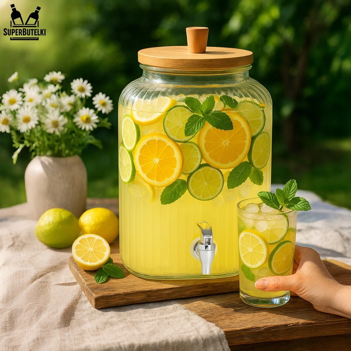 Słoik z kranikiem 5L duży słój szklany z kranem dzbanek dystrybutor wody