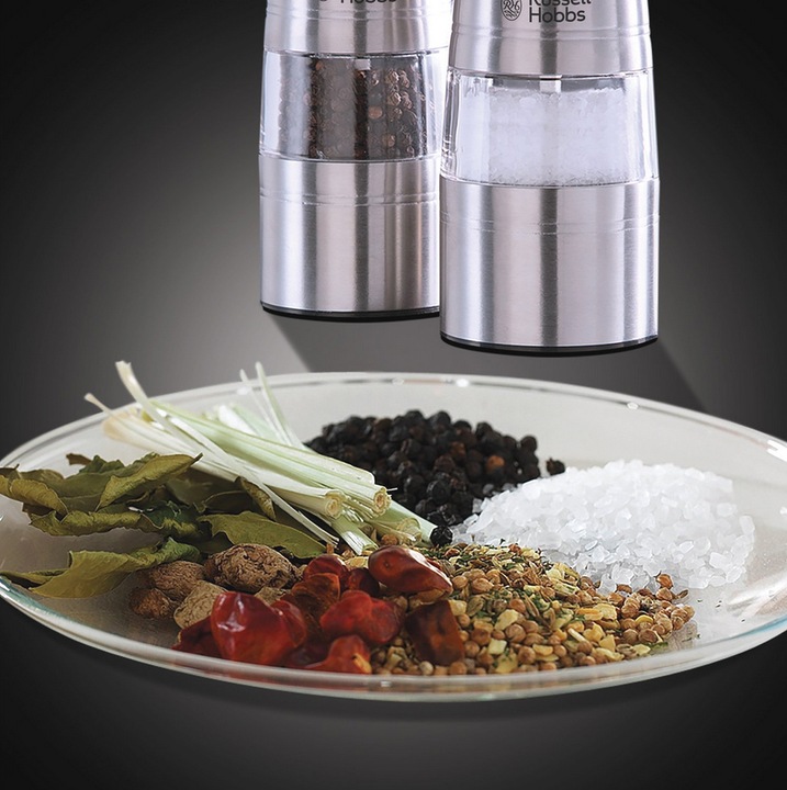 ZESTAW 2x ELEKTRYCZNY MŁYNEK DO PIEPRZU I SOLI ZIOŁA PRZYPRAW