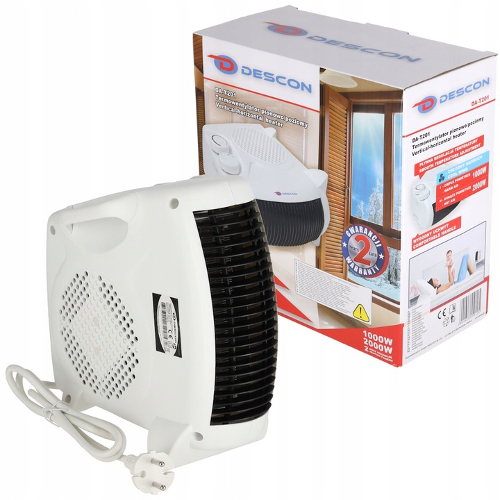 Termowentylator Grzejnik Farelka 2000W Termostat pionowy poziomy