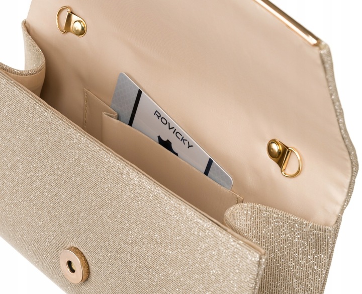 Torebka kopertówka brokatowa na wesele bal wieczorowa mała z klapką Rovicky