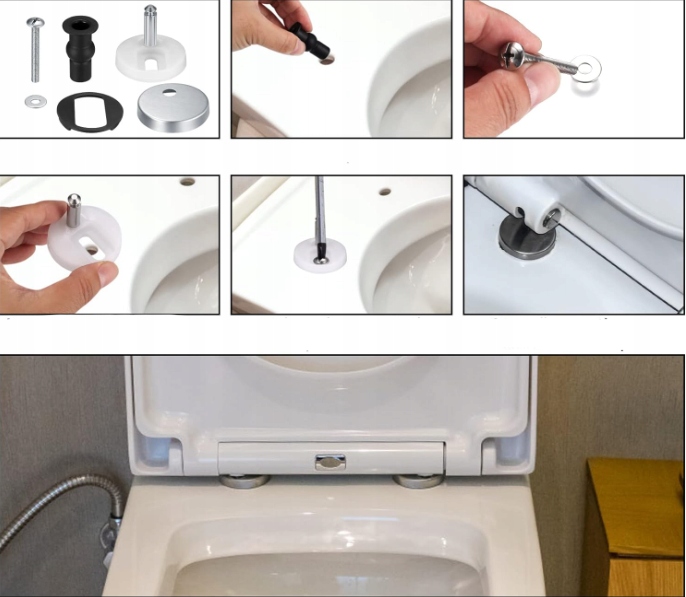 2X WYMIENNE ZAWIASY DO DESKI SEDESOWEJ NAKRĘTKI MOCUJĄCE SOLIDNE PARA 45mm