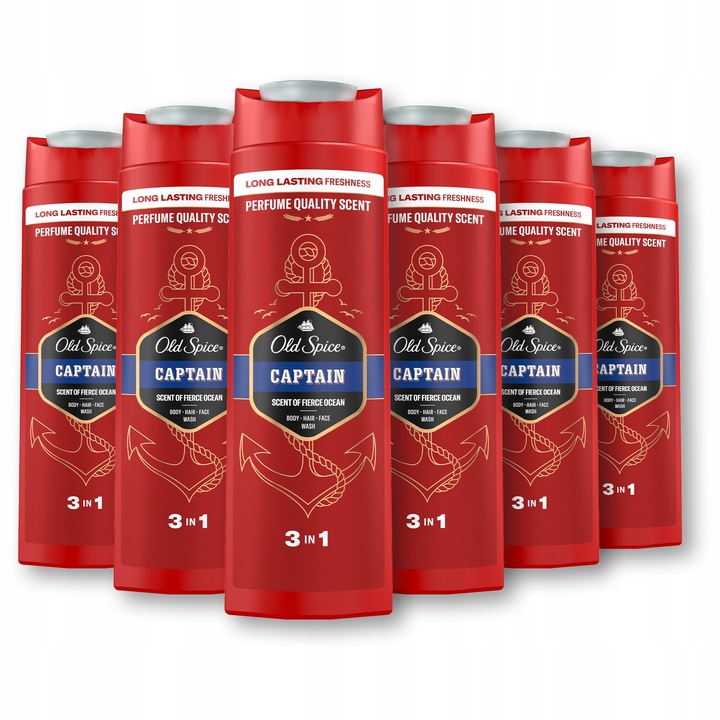 Old Spice Captain Żel męski pod prysznic i szampon 3w1, 6 x 400ml