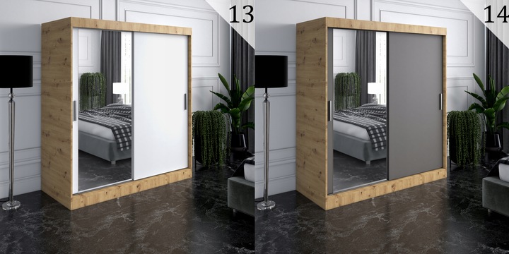 Szafa przesuwna 180cm 2 wnętrza ANTRACYT + ARTISAN