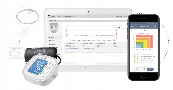 CIŚNIENIOMIERZ NARAMIENNY automatyczny ARYTMIA 22-42cm BLUETOOTH APLIKACJA