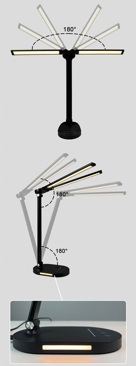 Podwójna Lampka Biurkowa LED Lampa na Biurko Kreślarska 24W Aluminium