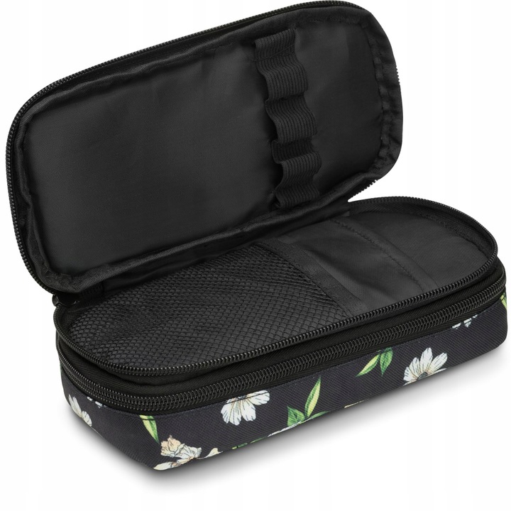 Piórnik dwukomorowy w kwiaty saszetka do szkoły dwie komory pojemny ZAGATTO