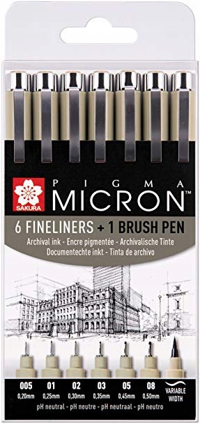 Zestaw Pigma Micron Black set 6+1 Sakura SA319