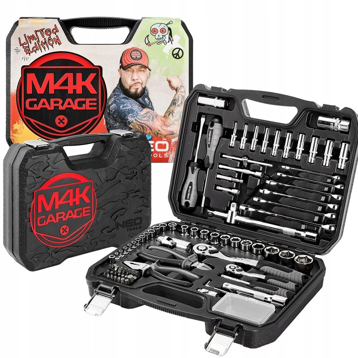 Zestaw Narzędzi NEO TOOLS M4K Garage, 90 el. Klucze Nasadowe Walizka