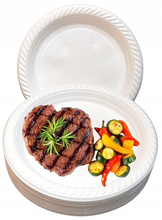 TALERZE TACKI PLASTIKOWE OBIADOWE BIAŁE 22 cm 100 sztuk