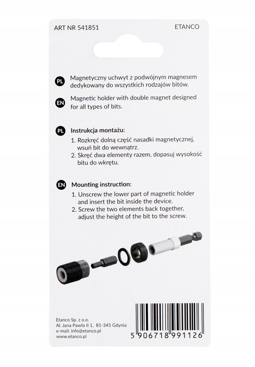 Uchwyt magnetyczny na bity końcówka do wkretarki do farmerów TORX