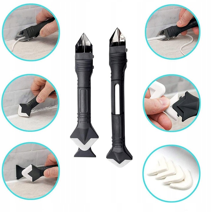 ZESTAW SZPACHELEK GUMEK KOŃCÓWEK DO SILIKONU PROFI