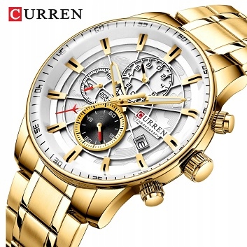 CURREN ELEGANCKI ZEGAREK MĘSKI DATOWNIK CHONOGRAF