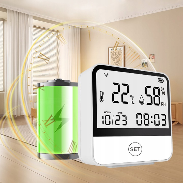 Stacja pogodowa WiFi Termometr Higrometr ZDALNY DOSTĘP Zegar Aplikacja