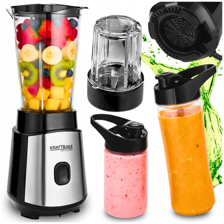 BLENDER KIELICHOWY 1500W MIKSER DO SMOOTHIE KOKTAJLI LODU 2 BIDONY +