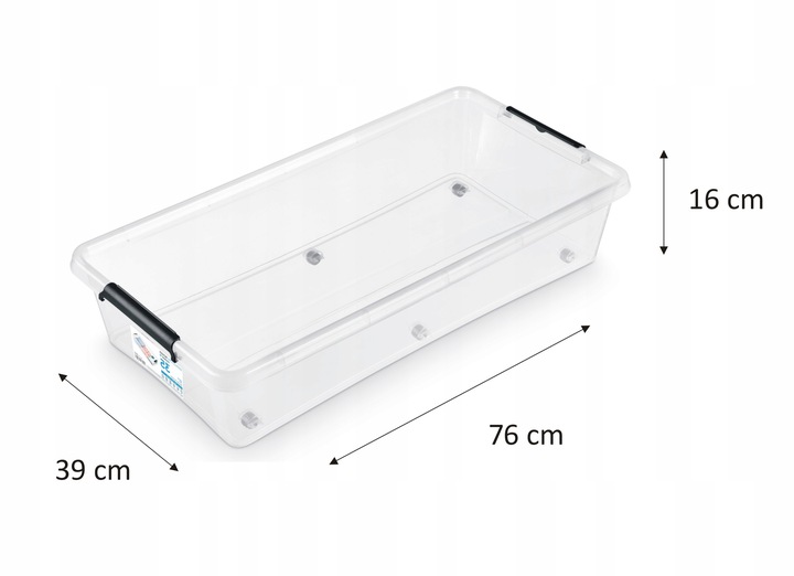 Pojemnik 35 l plastikowy pod łóżko z pokrywą kółkami szuflada XL