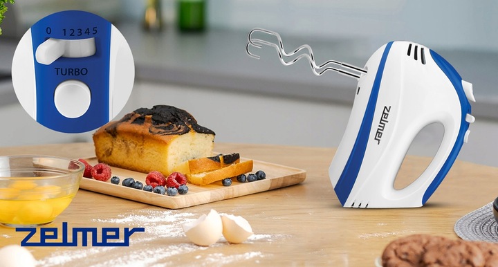 MIKSER RĘCZNY ZELMER ZHM1652 400W TURBO LEKKI ROBOT 4 KOŃCÓWKI 5