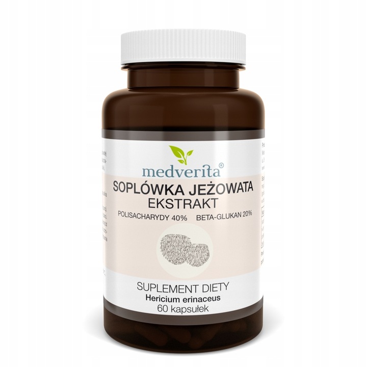 SOPLÓWKA JEŻOWATA Ekstrakt Lion's mane Hericium erinaceus - 60 kapsułek