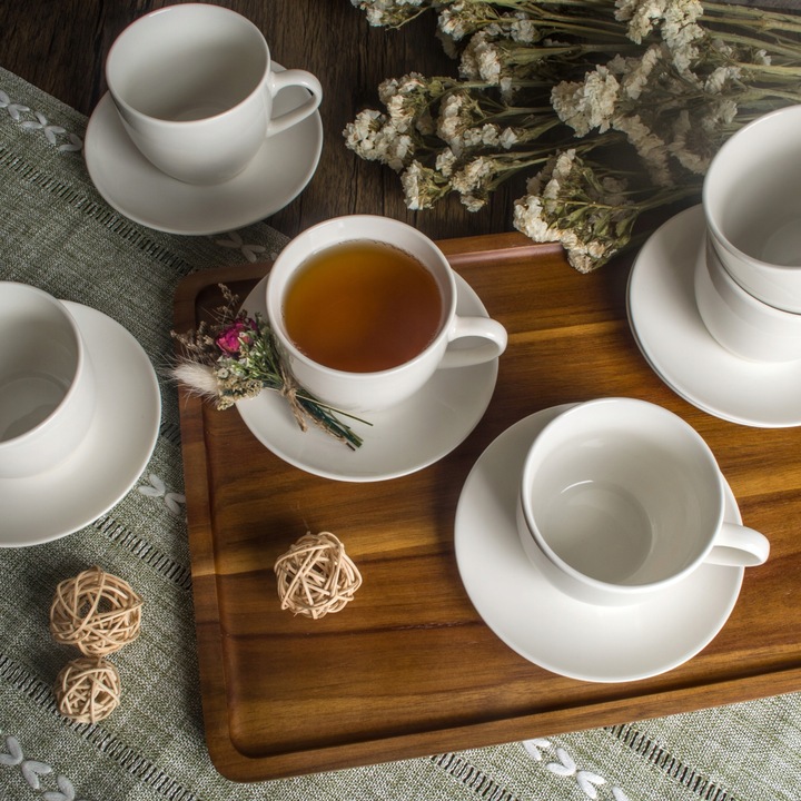 6 x FILIŻANKA ZE SPODKIEM ZESTAW FILIŻANKI DO KAWY 250 ml PORCELANA LIVELLO