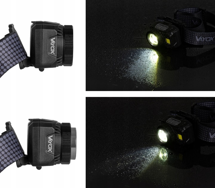 LATARKA CZOŁOWA LED CZOŁÓWKA AKUMULATOROWA MOCNA ZOOM USB C 500lm PRO VAYOX