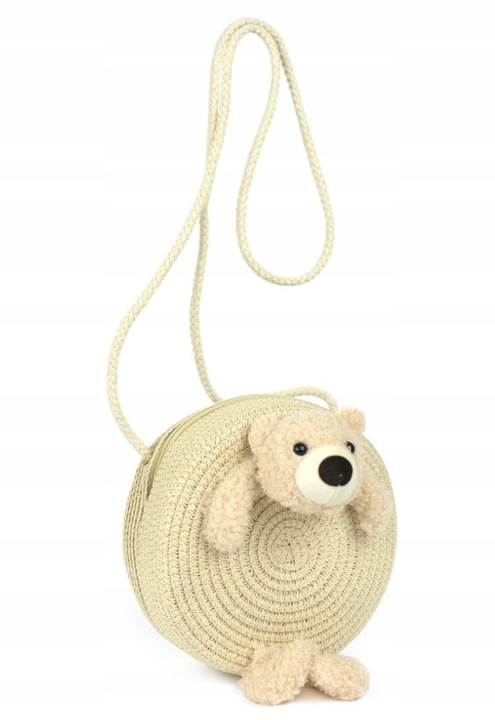 Torebka Dziecięca Pleciona Słomkowa z Misiem dla Dziewczynki na Lato