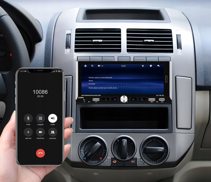 RADIO SAMOCHODOWE 1 DIN BEZPRZEWODOWY CARPLAY ANDROID AUTO MIRROR LINK