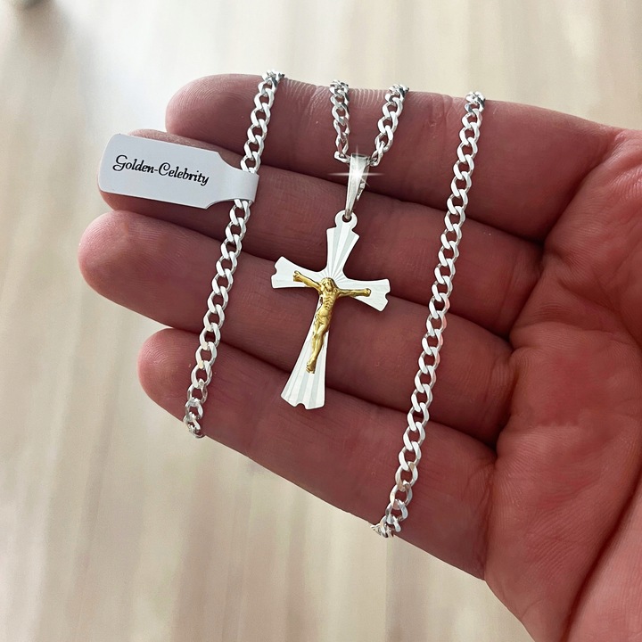 SREBRNY ŁAŃCUSZEK NA KOMUNIĘ CHRZEST DLA CHŁOPCA SREBRO 925 + GRAWER GRATIS