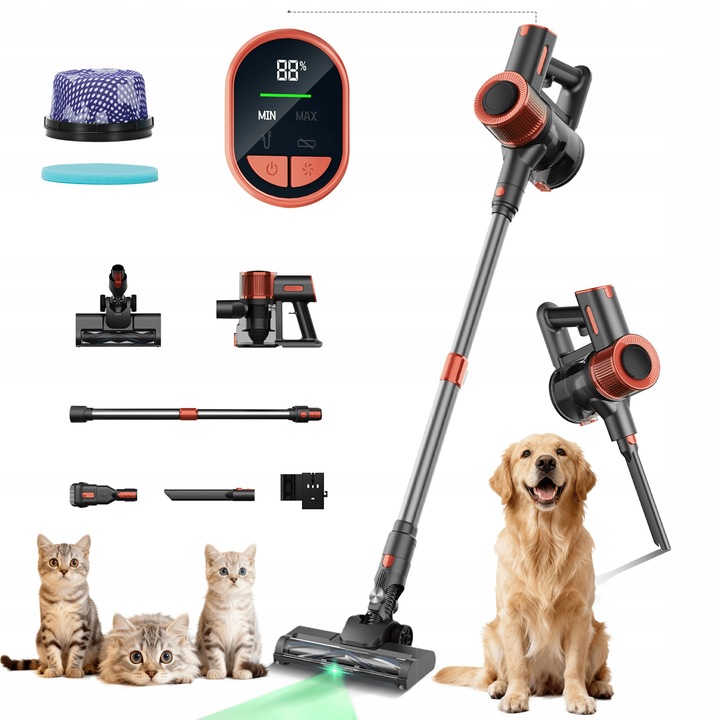 Odkurzacz bezprzewodowy pionowy JIGOO C200 23Kpa 72dB 40Min 1.2L LED