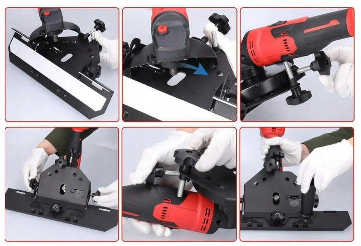 PRZYSTAWKA SZLIFIERKI KĄTOWEJ DO CIĘCIA PŁYTEK GRESU POD KĄTEM 45° SLIDER