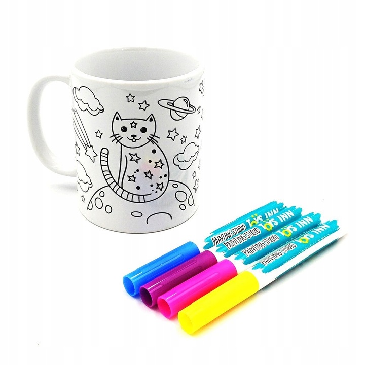 KUBEK DO KOLOROWANIA KOT + MARKERY STNUX