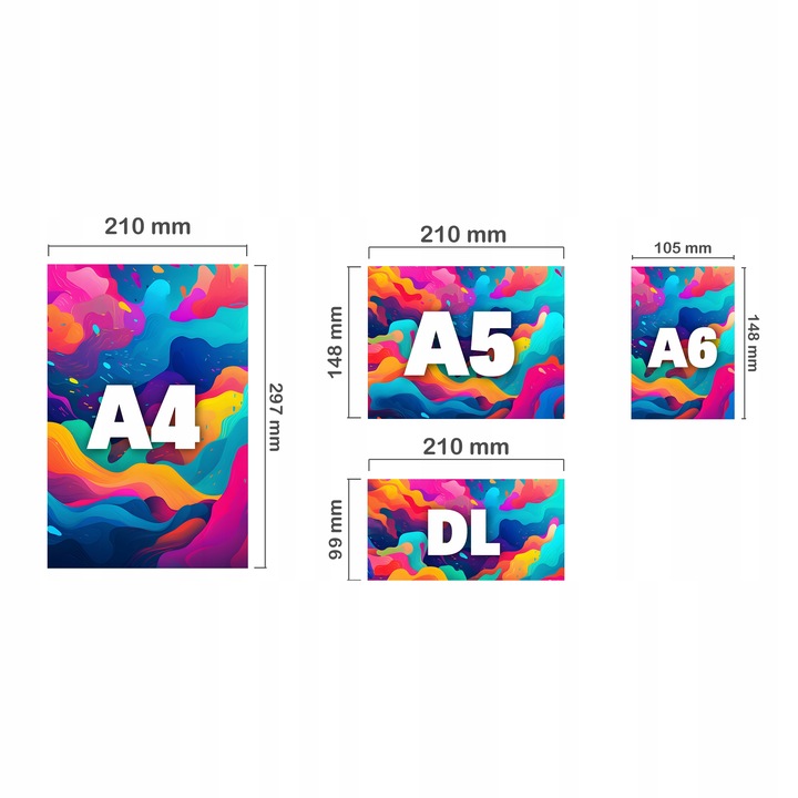 Ulotki DL -150szt A4 -50szt A5 -100szt A6 -200szt Ulotka 200gram Glossy