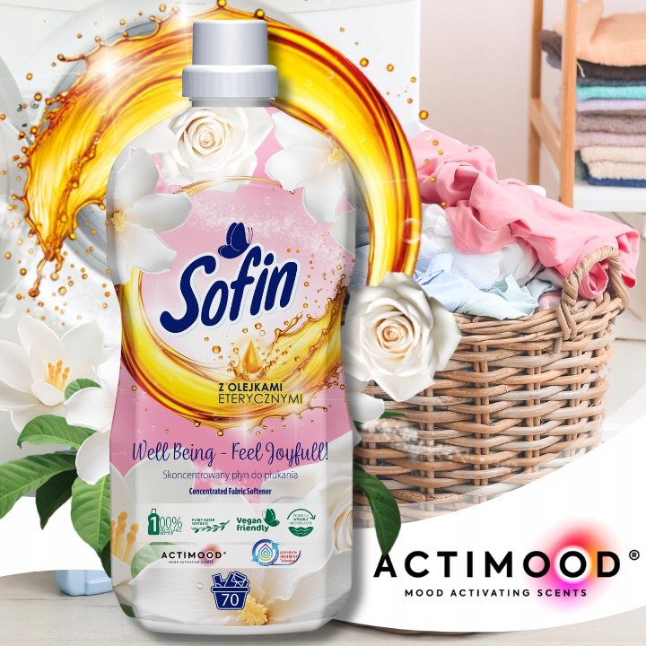 SOFIN Płyn do Płukania Tkanin Koncentrat z Olejkami MIX 1,4l x 4szt 280prań