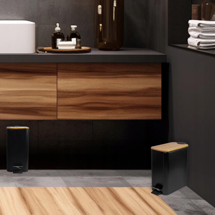 Kosz pojemnik na śmieci z przyciskiem nożnym 6l duży CZARNY LOFT SOLIDNY