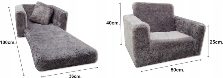 FOTELIK DLA DZIECI ROZKŁADANY FOTEL PLUSZOWY PUFA