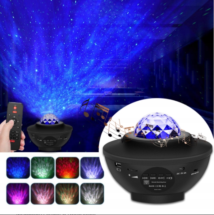 Projektor Gwiazd Rzutnik Nieba Lampka Nocna LED Głośnik Bluetooth + Pilot