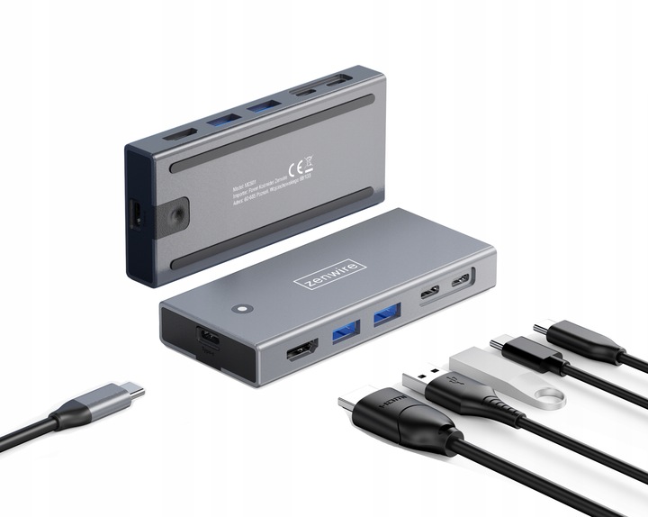 HUB Obudowa Kieszeń dysk SSD M2 NVME PCIe SATA USB-C 3.2 HDMI Adapter M.2