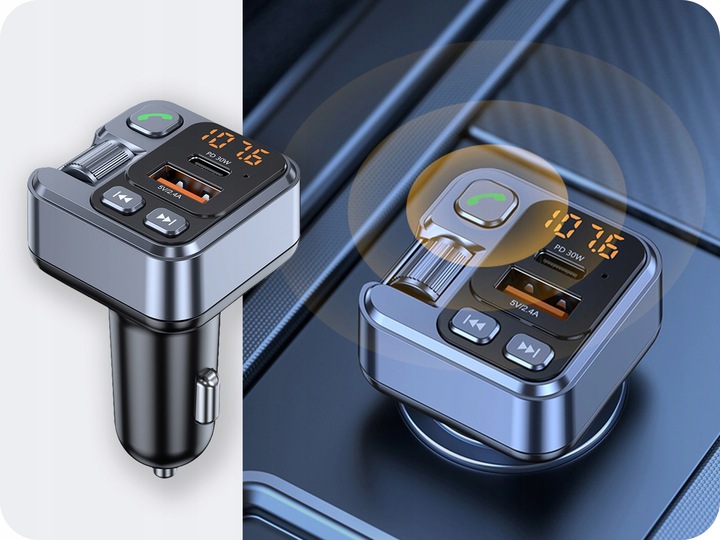 TRANSMITER BLUETOOTH SAMOCHODOWY AUDIO FM MP3 BT SZYBKA ŁADOWARKA USB
