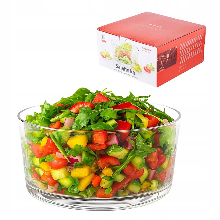 Salaterka szklana na sałatkę owoce miska prosta Edwanex 24 cm 3 l