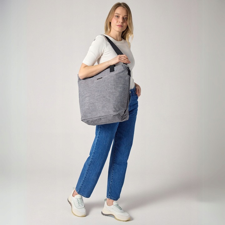 Torebka damska na zakupy pojemna szara duża torba na ramię shopper ZAGATTO