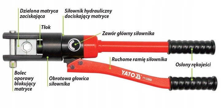 YATO Praska Zaciskarka końcówek kabli lin 10-120mm