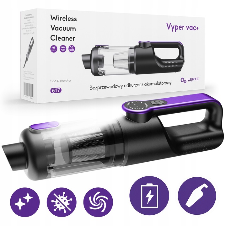 ODKURZACZ RĘCZNY BEZPRZEWODOWY AKUMULATOROWY SAMOCHODOWY DUŻA MOC