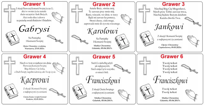 Pamiątka Komunii Świętej - Biblia Pismo Św Pudełko Imię Grawerowane GRATIS!