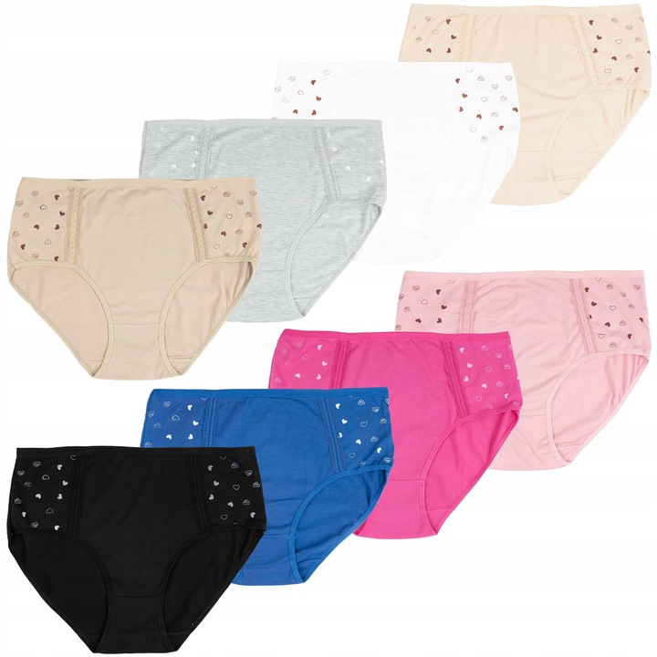 Majtki figi damskie bawełniane 8-pak wysoki stan bawełna duże rozmiary 4XL