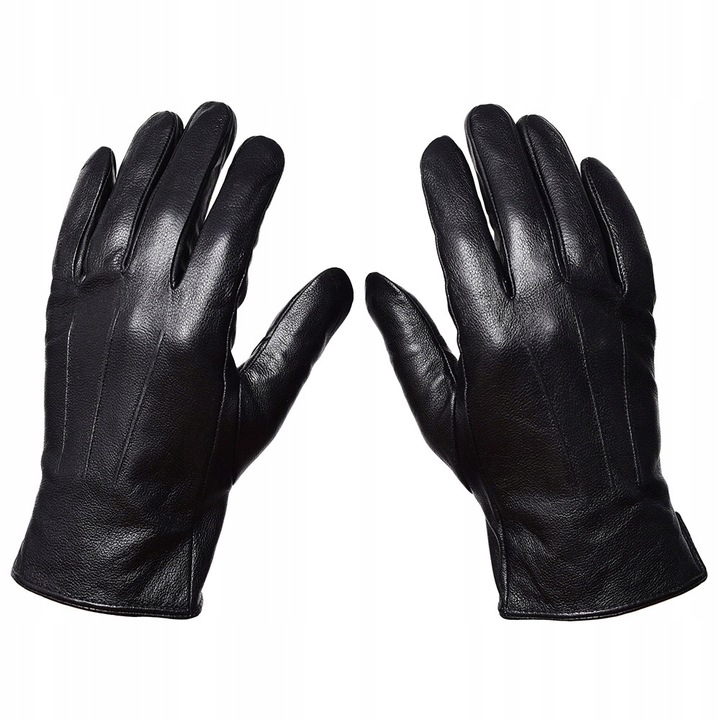 RĘKAWICZKI SKÓRZANE MĘSKIE CZARNE OCIEPLANE SKÓRA