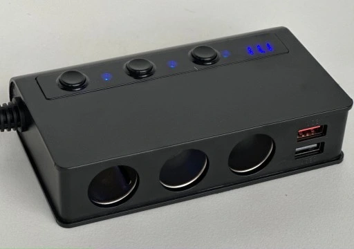 Rozgałęźnik | Rozdzielacz USB 12/24V|QC USB-A|3 x USB-A|3 x zapalniczka|LCD