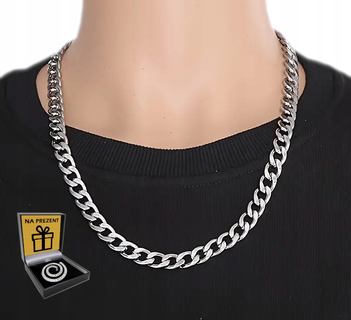 GRUBY Łańcuszek Męski Srebrny ŁAŃCUCH 60cm Pancerka + GRATIS